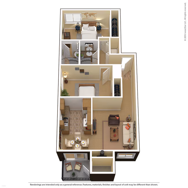 2 Bed 2 Bath (C) E206 floor plan